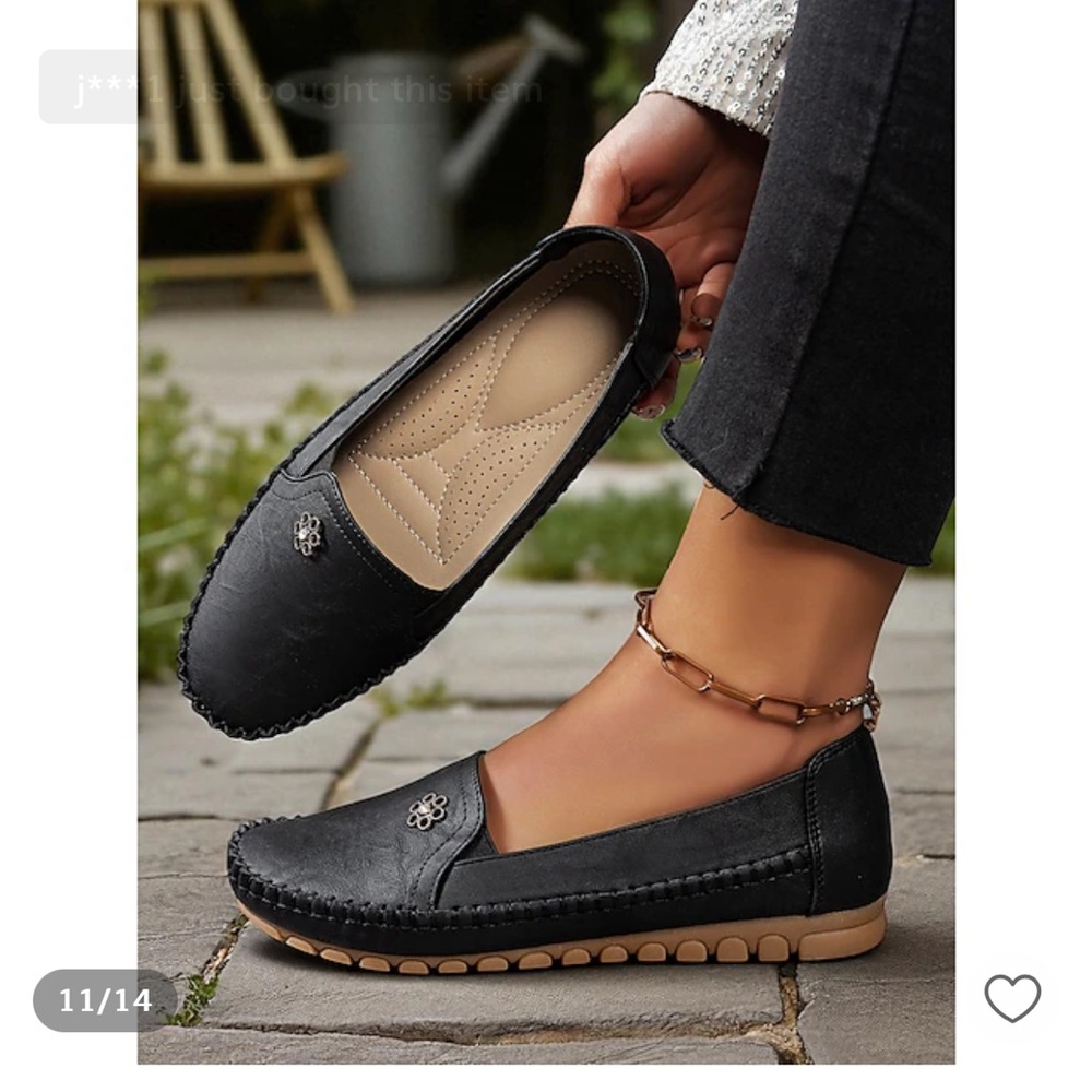 Black Womens Slip-On Moccasin Loafers
